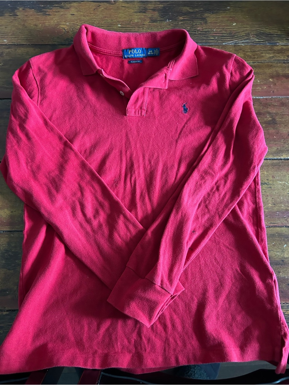 Polo by Ralph Lauren Men’s Long-Sleeve Polo in Red with Navy Pony